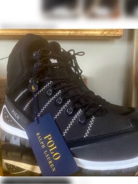 Polo by Ralph Lauren Black High-Top Sneakers with White Accents